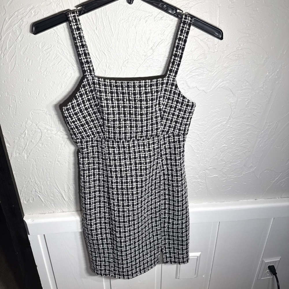 Miami Black & White Sheath Mini Dress WMN Small Y2K Preppy City Girl Tweed NWT